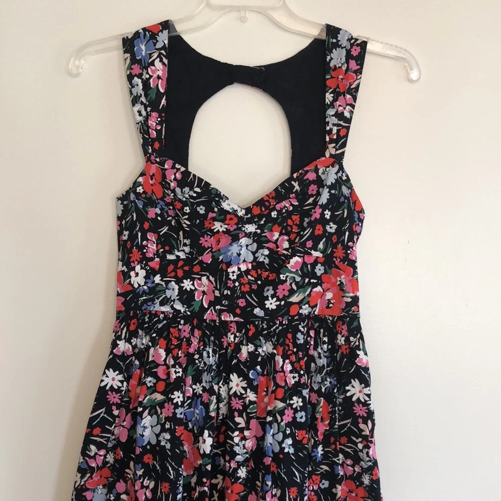 Free People dress, multi color floral print on black background, size 10 - Picture 3 of 15